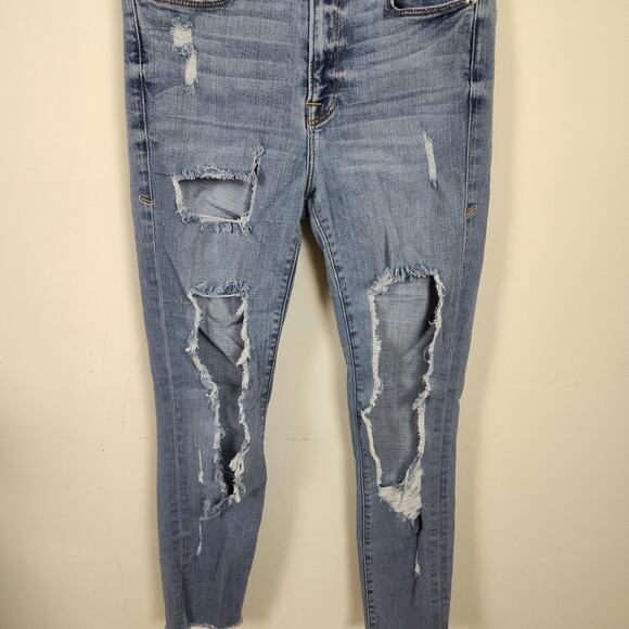 Good American Good Legs Jeans Womens 4/27 Light Wash Distressed Ripped Skinny - Picture 4 of 14